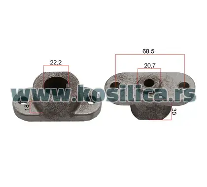 Nosač noža kosilice MTD - 22,2x20,7x18x30x68,5 mm - 1590