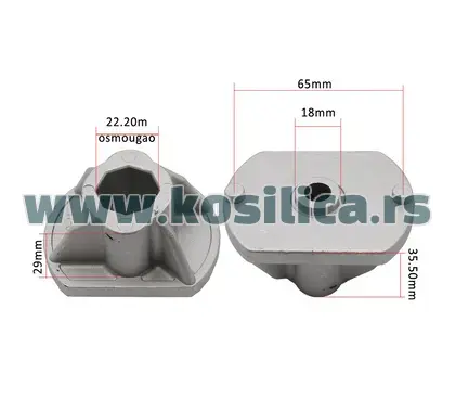 Nosač noža kosilice Castelgarden - 22,2x18x30x36x65 mm - 650