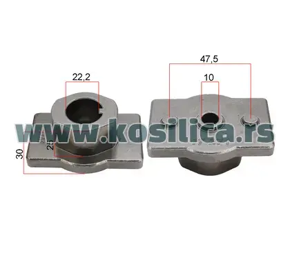 Nosač noža kosilice Husqvarna JET 49 50 - 22,2x10x25x30x47,5 mm - 790