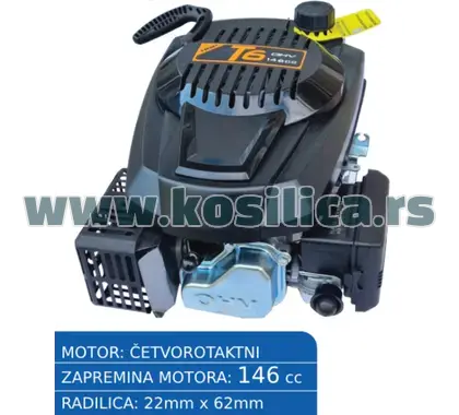 Motor ugradni za kosilice T6 OHV 146 cm³ 3,5 KS 22x62mm - 16870